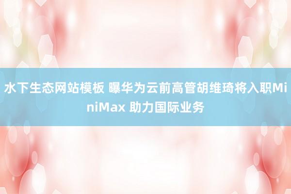 水下生态网站模板 曝华为云前高管胡维琦将入职MiniMax 助力国际业务